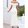 image:imageZESICA Womens Summer Off Shoulder Floral Bodycon Maxi Dress 2026 Ruched Elegant Formal Cocktail Wedding Guest Long DressesWhite