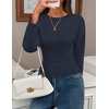 image:imageZESICA Womens 2026 Fall Long Sleeve Shirts Going Out Tops  Crew Neck Batwing Cinched Waist Soft Business Casual Work Blouse Y2K Cute Trendy Fashion ClothesNavy
