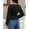 image:imageZESICA Womens 2026 Fall Long Sleeve Shirts Going Out Tops  Crew Neck Batwing Cinched Waist Soft Business Casual Work Blouse Y2K Cute Trendy Fashion ClothesBlack