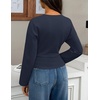 image:imageZESICA Womens 2026 Fall Long Sleeve Shirts Going Out Tops  Crew Neck Batwing Cinched Waist Soft Business Casual Work Blouse Y2K Cute Trendy Fashion ClothesNavy