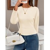 image:imageZESICA Womens 2026 Fall Long Sleeve Shirts Going Out Tops  Crew Neck Batwing Cinched Waist Soft Business Casual Work Blouse Y2K Cute Trendy Fashion ClothesApricot