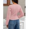 image:imageZESICA Womens 2026 Fall Long Sleeve Shirts Going Out Tops  Crew Neck Batwing Cinched Waist Soft Business Casual Work Blouse Y2K Cute Trendy Fashion ClothesPink