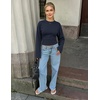image:imageZESICA Womens 2026 Fall Long Sleeve Shirts Going Out Tops  Crew Neck Batwing Cinched Waist Soft Business Casual Work Blouse Y2K Cute Trendy Fashion ClothesNavy