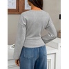 image:imageZESICA Womens 2026 Fall Long Sleeve Shirts Going Out Tops  Crew Neck Batwing Cinched Waist Soft Business Casual Work Blouse Y2K Cute Trendy Fashion ClothesGrey