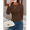 image:imageZESICA Womens 2026 Fall Long Sleeve Shirts Going Out Tops  Crew Neck Batwing Cinched Waist Soft Business Casual Work Blouse Y2K Cute Trendy Fashion ClothesBrown