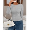 image:imageZESICA Womens 2026 Fall Long Sleeve Shirts Going Out Tops  Crew Neck Batwing Cinched Waist Soft Business Casual Work Blouse Y2K Cute Trendy Fashion ClothesGrey
