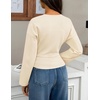 image:imageZESICA Womens 2026 Fall Long Sleeve Shirts Going Out Tops  Crew Neck Batwing Cinched Waist Soft Business Casual Work Blouse Y2K Cute Trendy Fashion ClothesApricot