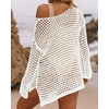 image:imageZESICA Womens 2026 Summer Crochet Hollow Out Long Sleeve Beach Bikini Swimsuit Mesh Cover Up Tunic TopApricot