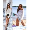 image:imageZESICA Womens 2026 Summer Crochet Hollow Out Long Sleeve Beach Bikini Swimsuit Mesh Cover Up Tunic TopApricot