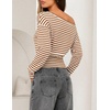 image:imageZESICA Womens Fall Long Sleeve Off Shoulder Going Out Tops  Asymmetrical Neck Shirt Crop Tops Cinched Waist Top Long Batwing Sleeve Tops Fall Shirts Date Night tops Trendy ClothesBrown