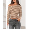 image:imageZESICA Womens Fall Long Sleeve Off Shoulder Going Out Tops  Asymmetrical Neck Shirt Crop Tops Cinched Waist Top Long Batwing Sleeve Tops Fall Shirts Date Night tops Trendy ClothesBrown