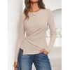 image:imageZESICA Womens Fall Long Sleeve Peplum Business Casual Tops  Boat Neck Asymmetrical Tunic Blouse Comfy Soft Fabric Work Ofiice Outfits Fashion Trendy ClothesApricot