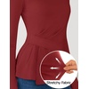 image:imageZESICA Womens Fall Long Sleeve Peplum Business Casual Tops  Boat Neck Asymmetrical Tunic Blouse Comfy Soft Fabric Work Ofiice Outfits Fashion Trendy ClothesDarkred