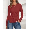 image:imageZESICA Womens Fall Long Sleeve Peplum Business Casual Tops  Boat Neck Asymmetrical Tunic Blouse Comfy Soft Fabric Work Ofiice Outfits Fashion Trendy ClothesDarkred
