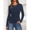 image:imageZESICA Womens Fall Long Sleeve Peplum Business Casual Tops  Boat Neck Asymmetrical Tunic Blouse Comfy Soft Fabric Work Ofiice Outfits Fashion Trendy ClothesNavy