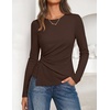 image:imageZESICA Womens Fall Long Sleeve Peplum Business Casual Tops  Boat Neck Asymmetrical Tunic Blouse Comfy Soft Fabric Work Ofiice Outfits Fashion Trendy ClothesBrown