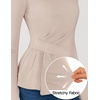 image:imageZESICA Womens Fall Long Sleeve Peplum Business Casual Tops  Boat Neck Asymmetrical Tunic Blouse Comfy Soft Fabric Work Ofiice Outfits Fashion Trendy ClothesApricot