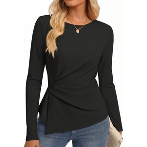 image:imageZESICA Womens Fall Long Sleeve Peplum Business Casual Tops  Boat Neck Asymmetrical Tunic Blouse Comfy Soft Fabric Work Ofiice Outfits Fashion Trendy ClothesBlack