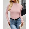 image:imageZESICA Womens 2026 Fall Long Sleeve Mock Neck Tops Going Out Knit Shirts  Slim Fit TopsRibbed Sweater TopsStretchyLightweight2026 Casual Basic shirtsBusiness Casual OutfitsFashion ClothesSakura Pink