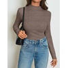 image:imageZESICA Womens 2026 Fall Long Sleeve Mock Neck Tops Going Out Knit Shirts  Slim Fit TopsRibbed Sweater TopsStretchyLightweight2026 Casual Basic shirtsBusiness Casual OutfitsFashion ClothesCoffee