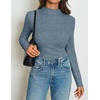 image:imageZESICA Womens 2026 Fall Long Sleeve Mock Neck Tops Going Out Knit Shirts  Slim Fit TopsRibbed Sweater TopsStretchyLightweight2026 Casual Basic shirtsBusiness Casual OutfitsFashion ClothesDusty Blue