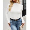 image:imageZESICA Womens 2026 Fall Long Sleeve Mock Neck Tops Going Out Knit Shirts  Slim Fit TopsRibbed Sweater TopsStretchyLightweight2026 Casual Basic shirtsBusiness Casual OutfitsFashion ClothesWhite