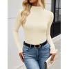 image:imageZESICA Womens 2026 Fall Long Sleeve Mock Neck Tops Going Out Knit Shirts  Slim Fit TopsRibbed Sweater TopsStretchyLightweight2026 Casual Basic shirtsBusiness Casual OutfitsFashion ClothesApricot