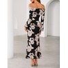 image:imageZESICA Womens Fall Off Shoulder Floral Wedding Guest Maxi Dresses  Long Sleeve Mesh Boydcon Fully Lined 2026 Cocktail Party Formal Bridesmaid Evening Date Night Baby Shower Elegant DressBlack