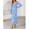 image:imageZESICA Womens Fall Off Shoulder Floral Wedding Guest Maxi Dresses  Long Sleeve Mesh Boydcon Fully Lined 2026 Cocktail Party Formal Bridesmaid Evening Date Night Baby Shower Elegant DressBlue