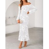 image:imageZESICA Womens Fall Off Shoulder Floral Wedding Guest Maxi Dresses  Long Sleeve Mesh Boydcon Fully Lined 2026 Cocktail Party Formal Bridesmaid Evening Date Night Baby Shower Elegant DressWhite