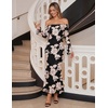image:imageZESICA Womens Fall Off Shoulder Floral Wedding Guest Maxi Dresses  Long Sleeve Mesh Boydcon Fully Lined 2026 Cocktail Party Formal Bridesmaid Evening Date Night Baby Shower Elegant DressBlack