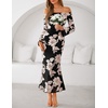 image:imageZESICA Womens Fall Off Shoulder Floral Wedding Guest Maxi Dresses  Long Sleeve Mesh Boydcon Fully Lined 2026 Cocktail Party Formal Bridesmaid Evening Date Night Baby Shower Elegant DressBlack