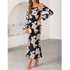 image:imageZESICA Womens Fall Off Shoulder Floral Wedding Guest Maxi Dresses  Long Sleeve Mesh Boydcon Fully Lined 2026 Cocktail Party Formal Bridesmaid Evening Date Night Baby Shower Elegant DressBlack