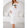 image:imageZESICA Womens Fall Off Shoulder Floral Wedding Guest Maxi Dresses  Long Sleeve Mesh Boydcon Fully Lined 2026 Cocktail Party Formal Bridesmaid Evening Date Night Baby Shower Elegant DressWhite