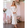 image:imageZESICA Womens Fall Off Shoulder Floral Wedding Guest Maxi Dresses  Long Sleeve Mesh Boydcon Fully Lined 2026 Cocktail Party Formal Bridesmaid Evening Date Night Baby Shower Elegant DressWhite
