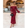 image:imageZESICA Womens Fall Off Shoulder Floral Wedding Guest Maxi Dresses  Long Sleeve Mesh Boydcon Fully Lined 2026 Cocktail Party Formal Bridesmaid Evening Date Night Baby Shower Elegant DressRed