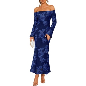 image:imageZESICA Womens Fall Off Shoulder Floral Wedding Guest Maxi Dresses  Long Sleeve Mesh Boydcon Fully Lined 2026 Cocktail Party Formal Bridesmaid Evening Date Night Baby Shower Elegant DressNavy