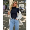 image:imageZESICA Womens Mesh Sheer Turtleneck Long Sleeve Shirts  See Through Fitted Blouses Sexy Cute TShirts Going Out Tops Date Night Party Clubwear Shirts 2026 Fall Layering OutfitsNavy