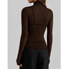 image:imageZESICA Womens Mesh Sheer Turtleneck Long Sleeve Shirts  See Through Fitted Blouses Sexy Cute TShirts Going Out Tops Date Night Party Clubwear Shirts 2026 Fall Layering OutfitsCoffee