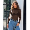 image:imageZESICA Womens Mesh Sheer Turtleneck Long Sleeve Shirts  See Through Fitted Blouses Sexy Cute TShirts Going Out Tops Date Night Party Clubwear Shirts 2026 Fall Layering OutfitsCoffee