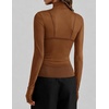 image:imageZESICA Womens Mesh Sheer Turtleneck Long Sleeve Shirts  See Through Fitted Blouses Sexy Cute TShirts Going Out Tops Date Night Party Clubwear Shirts 2026 Fall Layering OutfitsCaramel