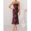 image:imageZESICA 2026 Summer Strapless Floral Cocktail Wedding Guest Dress for Women  Formal Bodycon Mesh Tube Midi Dresses Elegant Bridal Shower Bridesmaid Birthday Holiday Dinner Party Fashion Evening GownBlackred