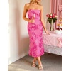 image:imageZESICA 2026 Summer Strapless Floral Cocktail Wedding Guest Dress for Women  Formal Bodycon Mesh Tube Midi Dresses Elegant Bridal Shower Bridesmaid Birthday Holiday Dinner Party Fashion Evening GownRose