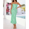 image:imageZESICA 2026 Summer Strapless Floral Cocktail Wedding Guest Dress for Women  Formal Bodycon Mesh Tube Midi Dresses Elegant Bridal Shower Bridesmaid Birthday Holiday Dinner Party Fashion Evening GownMint