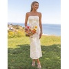 image:imageZESICA 2026 Summer Strapless Floral Cocktail Wedding Guest Dress for Women  Formal Bodycon Mesh Tube Midi Dresses Elegant Bridal Shower Bridesmaid Birthday Holiday Dinner Party Fashion Evening GownApricot