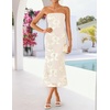 image:imageZESICA 2026 Summer Strapless Floral Cocktail Wedding Guest Dress for Women  Formal Bodycon Mesh Tube Midi Dresses Elegant Bridal Shower Bridesmaid Birthday Holiday Dinner Party Fashion Evening GownApricot