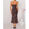 image:imageZESICA 2026 Summer Strapless Floral Cocktail Wedding Guest Dress for Women  Formal Bodycon Mesh Tube Midi Dresses Elegant Bridal Shower Bridesmaid Birthday Holiday Dinner Party Fashion Evening GownBrown