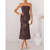 image:imageZESICA 2026 Summer Strapless Floral Cocktail Wedding Guest Dress for Women  Formal Bodycon Mesh Tube Midi Dresses Elegant Bridal Shower Bridesmaid Birthday Holiday Dinner Party Fashion Evening GownBrown