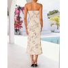 image:imageZESICA 2026 Summer Strapless Floral Cocktail Wedding Guest Dress for Women  Formal Bodycon Mesh Tube Midi Dresses Elegant Bridal Shower Bridesmaid Birthday Holiday Dinner Party Fashion Evening GownAlmond