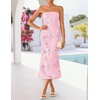 image:imageZESICA 2026 Summer Strapless Floral Cocktail Wedding Guest Dress for Women  Formal Bodycon Mesh Tube Midi Dresses Elegant Bridal Shower Bridesmaid Birthday Holiday Dinner Party Fashion Evening GownLightpink